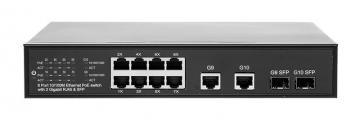 RX-PSE1012GS 10/8 PoE switch, 8x PoE 100Mbit, 2x uplink Gb_2x SFP, 112 W