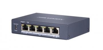 DS-3E0505HP-E 5/4 PoE switch, 1x uplink, 1Gbps