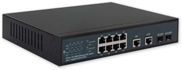 RX-PSE1208GS-AF 12/8 PoE switch, 8x PoE 100Mb, 2x Combo Gb RJ/SFP, 112 W