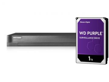 DS-7204HTHI-K2(S) + HDD 1TB (WD+) 4CH, ALL hybrid, 8 Mpx, 2xHDD, H.265+, Alarm, 4K