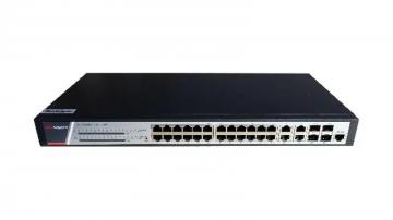 DS-3E2528P(B) 28/24 PoE switch, 24x PoE 1Gbps, 4x uplink 1Gbps, 4x SFP,1x cons.port