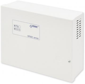 HPSDC-12V8X1A zdroj 12 VDC/8x0,8A v plech. boxu, nastavitelný výstup, ochrany, LED