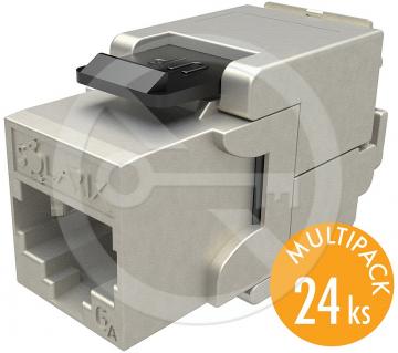 SXKJ-10G-STP-BK-SA Solarix keystone CAT6A samořezný, multipack 24 ks